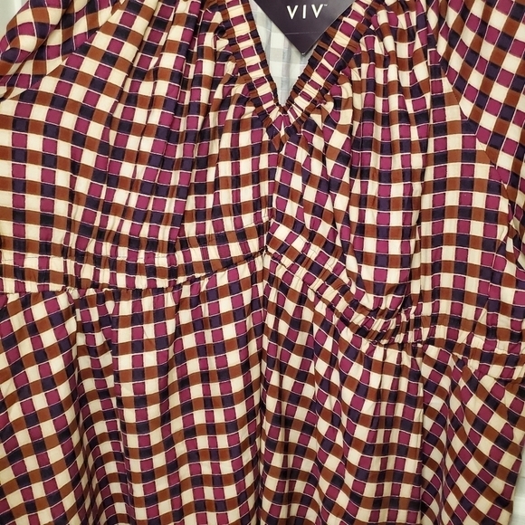 NWT Ava & Viv Brown Purple Gingham Dress Size 4X - Picture 4 of 12